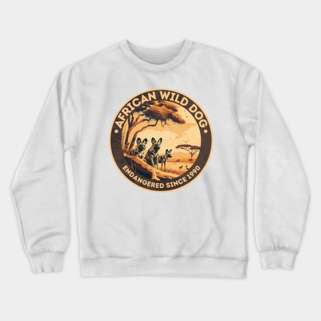 African Wild Dog Endangered Species Crewneck Sweatshirt by soulfulprintss8